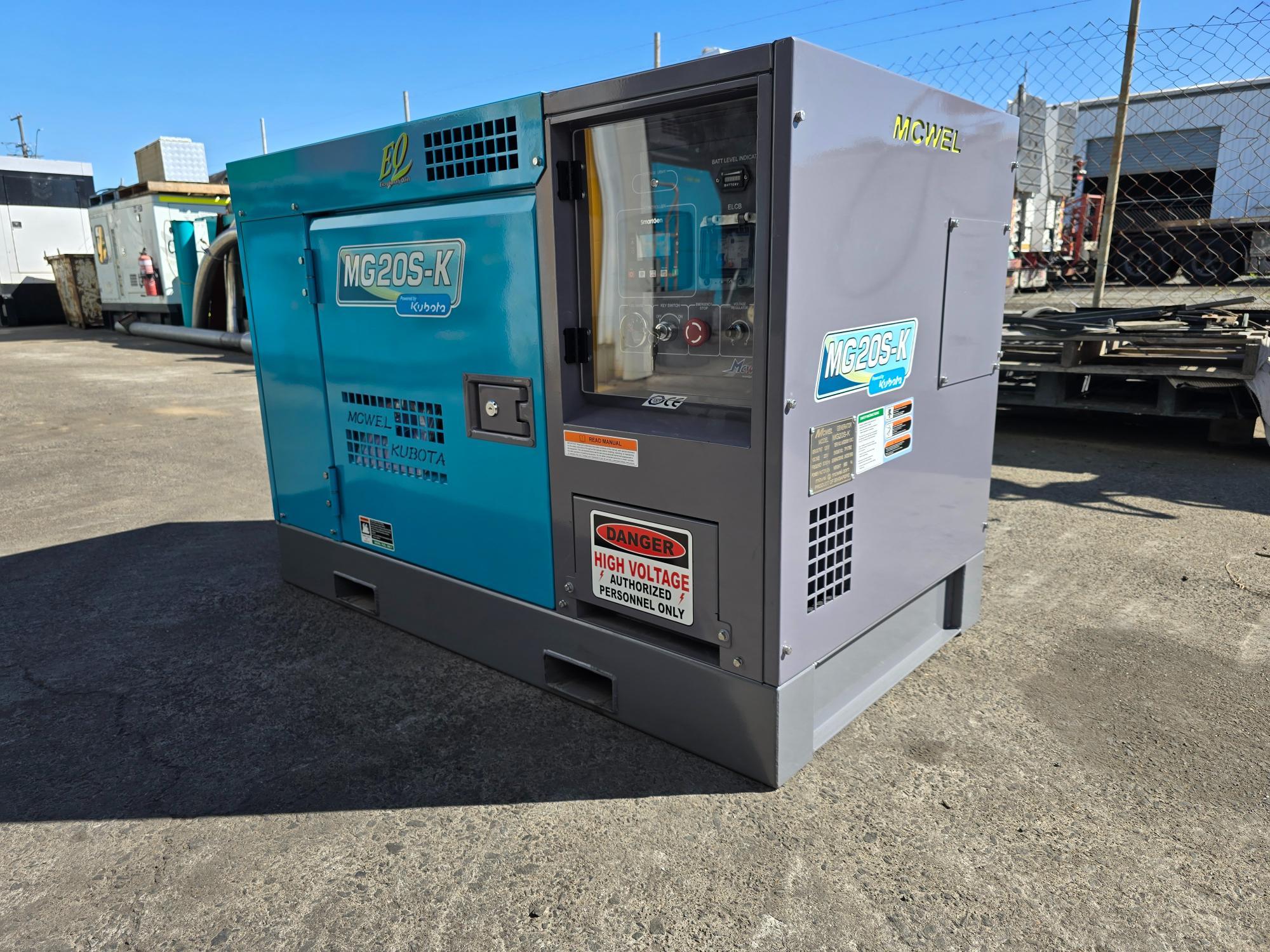 2024 MCWEL MG20S-K KUBOTA 15KVA SINGLE-PHASE SILENCED DIESEL GENERATOR
